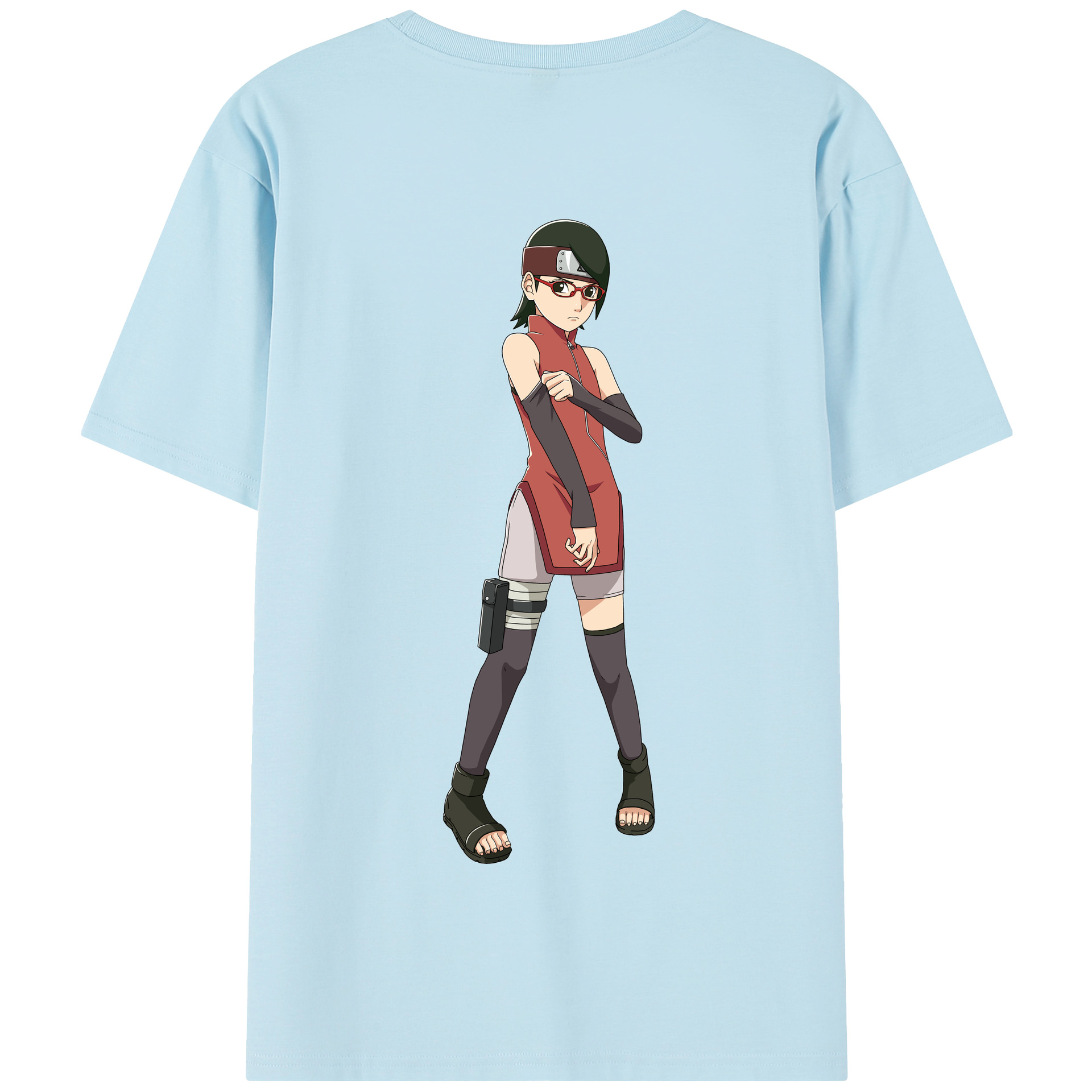 （画像用） NARUTO -ナルト- うちは サラダ Uchiha Sarada 綿100％半袖Tシャツ（背面プリント）